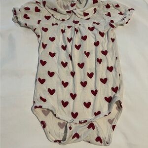 kate quinn Cream Baby One-Piece with Red Heart Print